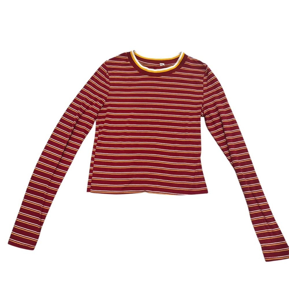 Basic By Pacsun Stripe Up Long Sleeve Sz S Red And Yellow Women’s Top